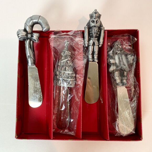 VTG Home for the Holidays Canapé Cheese Knives Christmas Designs Holiday Hosting - Picture 1 of 5